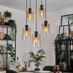 hofstein Hasvik Suspension, Suspension Chrome, Noir, 5 lumières