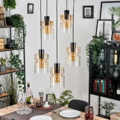 hofstein Hasvik Suspension, Suspension Chrome, Noir, 5 lumières