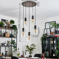 hofstein Hasvik Suspension, Suspension Chrome, Noir, 5 lumières