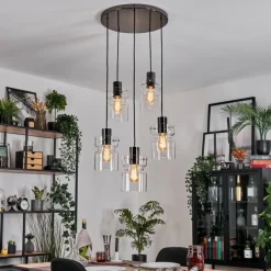 hofstein Hasvik Suspension, Suspension Chrome, Noir, 5 lumières