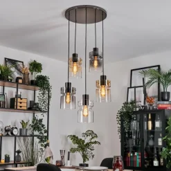 hofstein Hasvik Suspension, Suspension Chrome, Noir, 5 lumières