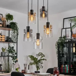 hofstein Hasvik Suspension, Suspension Chrome, Noir, 5 lumières