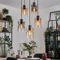 hofstein Hasvik Suspension, Suspension Chrome, Noir, 5 lumières