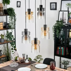 hofstein Hasvik Suspension, Suspension Chrome, Noir, 5 lumières