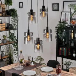 hofstein Hasvik Suspension, Suspension Chrome, Noir, 5 lumières