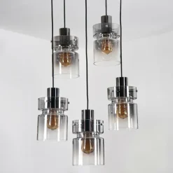 hofstein Hasvik Suspension, Suspension Chrome, Noir, 5 lumières