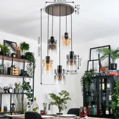 hofstein Hasvik Suspension, Suspension Chrome, Noir, 5 lumières