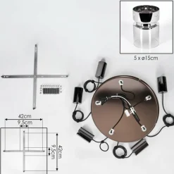 Suspension Verre Fumé-hofstein Hasvik Suspension, Suspension Chrome, Noir, 5 lumières