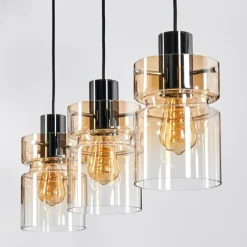 hofstein Hasvik Suspension, Suspension Chrome, Noir, 3 lumières