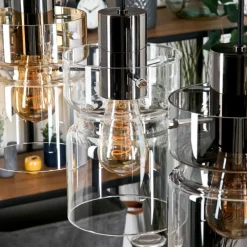 Suspension Verre Fumé-hofstein Hasvik Suspension, Suspension Noir, 5 lumières