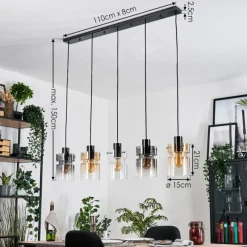 Suspension Verre Fumé-hofstein Hasvik Suspension, Suspension Noir, 5 lumières