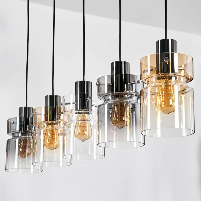 Suspension Verre Fumé-hofstein Hasvik Suspension, Suspension Noir, 5 lumières