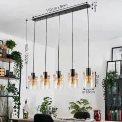 hofstein Hasvik Suspension, Suspension Noir, 5 lumières