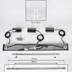 hofstein Hasvik Suspension, Suspension Chrome, Noir, 3 lumières