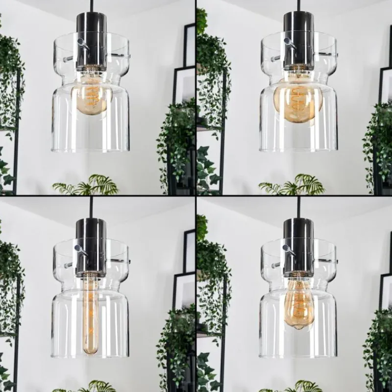 Suspension Verre Fumé-hofstein Hasvik Suspension, Suspension Chrome, Noir, 3 lumières