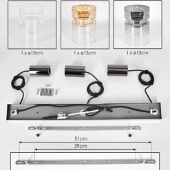 Suspension Verre Fumé-hofstein Hasvik Suspension, Suspension Chrome, Noir, 3 lumières