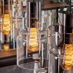 Suspension Verre Fumé-hofstein Hasvik Suspension, Suspension Chrome, Noir, 3 lumières