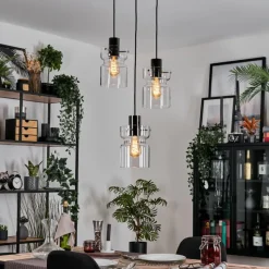 hofstein Hasvik Suspension, Suspension Chrome, Noir, 3 lumières