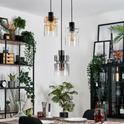 hofstein Hasvik Suspension, Suspension Chrome, Noir, 3 lumières