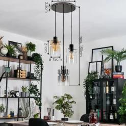 hofstein Hasvik Suspension, Suspension Chrome, Noir, 3 lumières