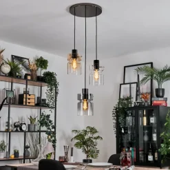 hofstein Hasvik Suspension, Suspension Chrome, Noir, 3 lumières