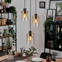 hofstein Hasvik Suspension, Suspension Chrome, Noir, 3 lumières