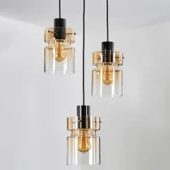 hofstein Hasvik Suspension, Suspension Chrome, Noir, 3 lumières