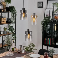 hofstein Hasvik Suspension, Suspension Chrome, Noir, 3 lumières