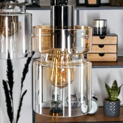 hofstein Hasvik Suspension, Suspension Chrome, Noir, 3 lumières