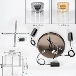 hofstein Hasvik Suspension, Suspension Chrome, Noir, 3 lumières