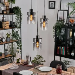 hofstein Hasvik Suspension, Suspension Chrome, Noir, 3 lumières