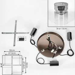 hofstein Hasvik Suspension, Suspension Chrome, Noir, 3 lumières