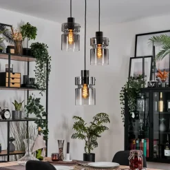 hofstein Hasvik Suspension, Suspension Chrome, Noir, 3 lumières