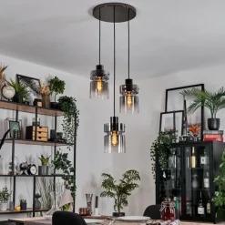 hofstein Hasvik Suspension, Suspension Chrome, Noir, 3 lumières