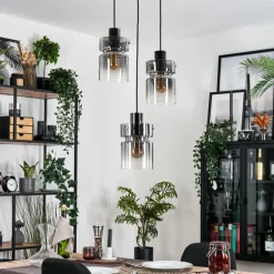 hofstein Hasvik Suspension, Suspension Chrome, Noir, 3 lumières