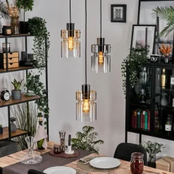 hofstein Hasvik Suspension, Suspension Chrome, Noir, 3 lumières