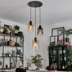 hofstein Hasvik Suspension, Suspension Chrome, Noir, 3 lumières