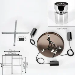 hofstein Hasvik Suspension, Suspension Chrome, Noir, 3 lumières