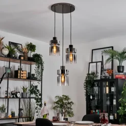 hofstein Hasvik Suspension, Suspension Chrome, Noir, 3 lumières