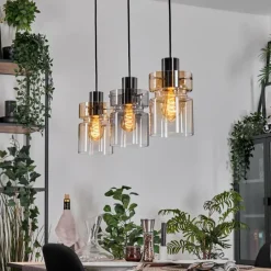 hofstein Hasvik Suspension, Suspension Chrome, Noir, 3 lumières