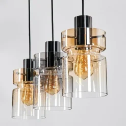 hofstein Hasvik Suspension, Suspension Chrome, Noir, 3 lumières