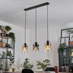 hofstein Hasvik Suspension, Suspension Chrome, Noir, 3 lumières