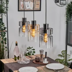 hofstein Hasvik Suspension, Suspension Chrome, Noir, 3 lumières