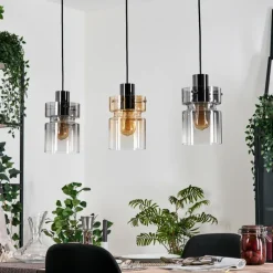 hofstein Hasvik Suspension, Suspension Chrome, Noir, 3 lumières