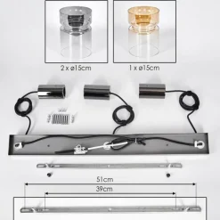 hofstein Hasvik Suspension, Suspension Chrome, Noir, 3 lumières