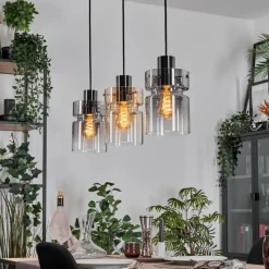 hofstein Hasvik Suspension, Suspension Chrome, Noir, 3 lumières