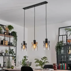 hofstein Hasvik Suspension, Suspension Chrome, Noir, 3 lumières