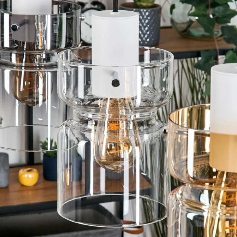 Suspension Verre Fumé-hofstein Hasvik Suspension, Suspension Blanc, 3 lumières