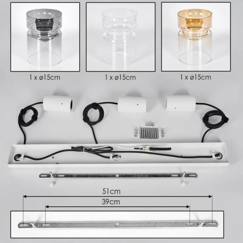 Suspension Verre Fumé-hofstein Hasvik Suspension, Suspension Blanc, 3 lumières