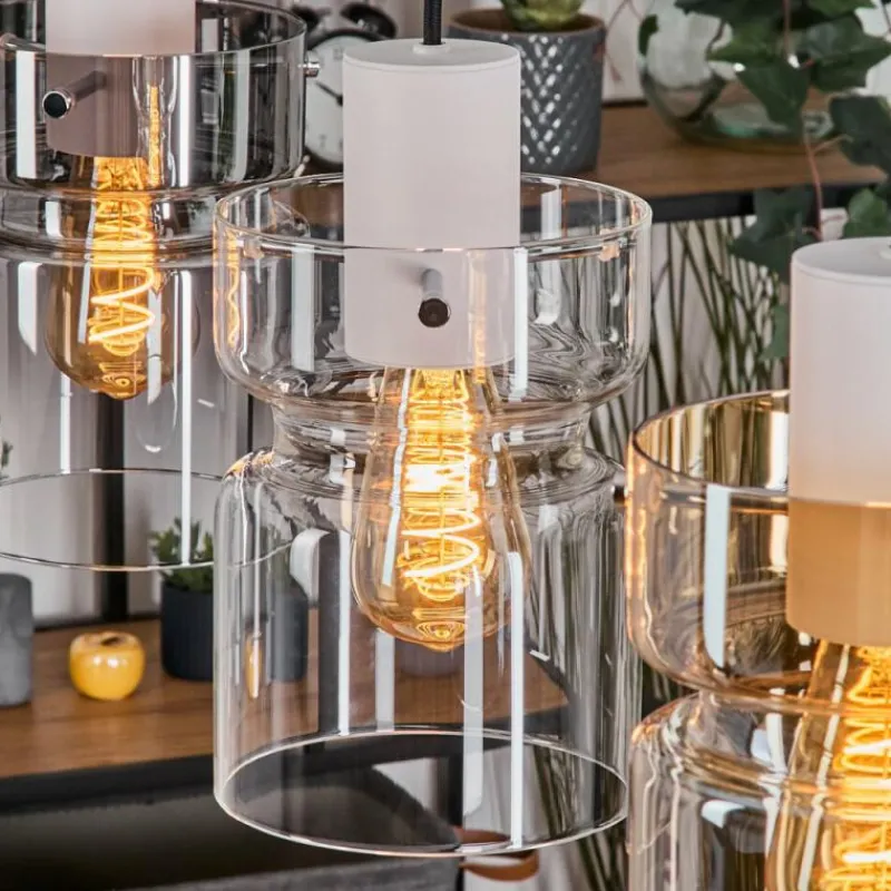 Suspension Verre Fumé-hofstein Hasvik Suspension, Suspension Blanc, 3 lumières